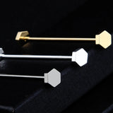 Men Hexagon Bar Collar Pin Tie Clip Clasp Brooch Party Gift