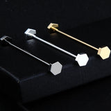 Men Hexagon Bar Collar Pin Tie Clip Clasp Brooch Party Gift