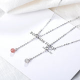 Natural Strawberry Crystal Moonstone Tassel Necklace