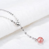 Natural Strawberry Crystal Moonstone Tassel Necklace