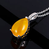 Labradorite & Yellow Agate Pendant Necklace 13*18MM