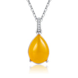 Labradorite & Yellow Agate Pendant Necklace 13*18MM