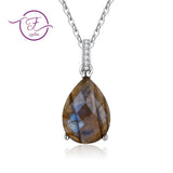 Labradorite & Yellow Agate Pendant Necklace 13*18MM