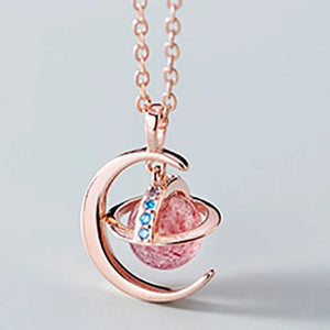 Opal Moon Pendant Choker Necklace - Silver 925 Crystal Jewelry