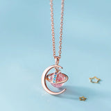 Opal Moon Pendant Choker Necklace - Silver 925 Crystal Jewelry
