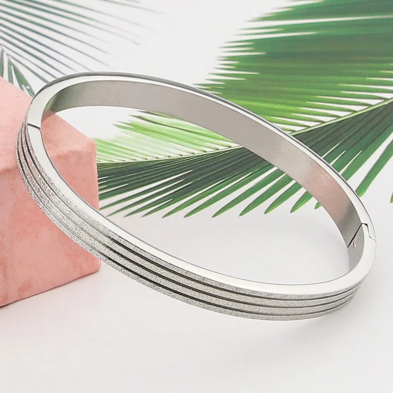 Stainless Steel Frosted Bracelet for Women B-482
