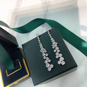 925 Silver Wedding Tassel Stud Earrings for Women