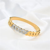 18K Plated Punk Bracelet CZ Crystal Bangle For Men Women