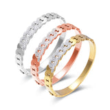 18K Plated Punk Bracelet CZ Crystal Bangle For Men Women