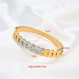 18K Plated Punk Bracelet CZ Crystal Bangle For Men Women