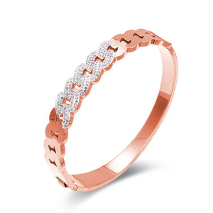18K Plated Punk Bracelet CZ Crystal Bangle For Men Women