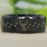 Tungsten Buck&Deer Tracks Ring - Wedding Engagement Ring
