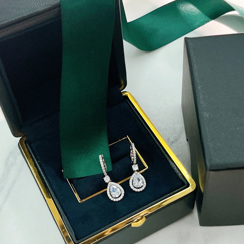 Hot Water Drop Top 925 Sterling Silver Wedding Stud Earrings