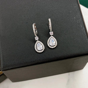 Hot Water Drop Top 925 Sterling Silver Wedding Stud Earrings