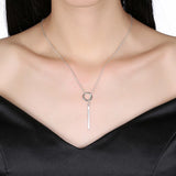 925 Silver Bar Circle Lariat Necklace Long Pendant Necklace