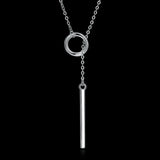925 Silver Bar Circle Lariat Necklace Long Pendant Necklace