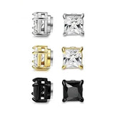 Punk Magnet Stainless Steel Zircon Earless Round Magnet Stud Earrings