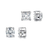 Punk Magnet Stainless Steel Zircon Earless Round Magnet Stud Earrings