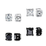 Punk Magnet Stainless Steel Zircon Earless Round Magnet Stud Earrings
