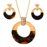 Hot Women Silver Stainless Steel Round Plant Pendant Jewelry Set