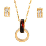 Hot Women Silver Stainless Steel Round Plant Pendant Jewelry Set