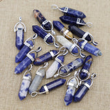 Natural Stone Sodalite Pillar Point Pendants Charms Necklace Jewelry Making