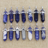 Natural Stone Sodalite Pillar Point Pendants Charms Necklace Jewelry Making