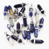 Natural Stone Sodalite Pillar Point Pendants Charms Necklace Jewelry Making