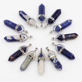 Natural Stone Sodalite Pillar Point Pendants Charms Necklace Jewelry Making