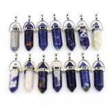 Natural Stone Sodalite Pillar Point Pendants Charms Necklace Jewelry Making