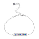 Fine Rainbow Gradual CZ Open Cuff Bangle Women