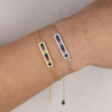 Fine Rainbow Gradual CZ Open Cuff Bangle Women