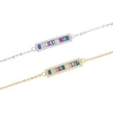 Fine Rainbow Gradual CZ Open Cuff Bangle Women