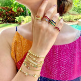 Rainbow Gradual Bar Cz Open Cuff Bangle Women Grils Mother's