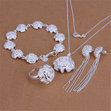 925 Silver Rose Flower Jewelry Set for Women Party Gift