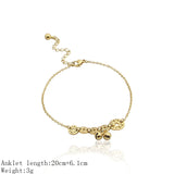Chinese Coins Bell Anklet Titanium Steel Jewelry Women Barefoot Ankle Chain