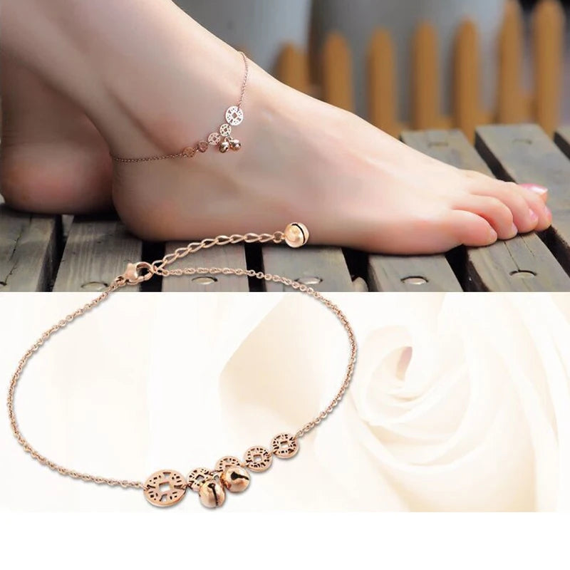 Chinese Coins Little Bell Anklet Women Girl Barefoot Jewelry