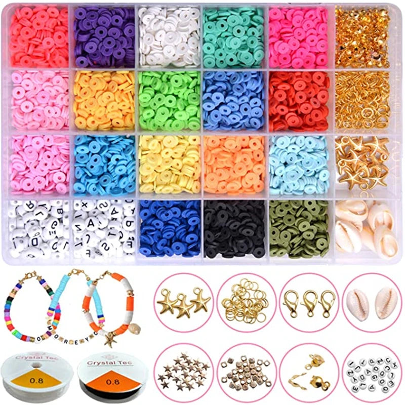 Polymer Clay Spacer Beads Kit with Charms for Jewelry Making