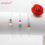 1pc Synthetic Opal Bead Bracelet With 925 Silver