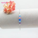 1pc Synthetic Opal Bead Bracelet With 925 Silver