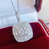 Bling Iced Out Silver Necklace Cubic Zirconia Engagement Wedding Jewelry