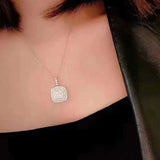 Bling Iced Out Silver Necklace Cubic Zirconia Engagement Wedding Jewelry