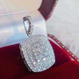 Bling Iced Out Silver Necklace Cubic Zirconia Engagement Wedding Jewelry