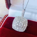 Bling Iced Out Silver Necklace Cubic Zirconia Engagement Wedding Jewelry