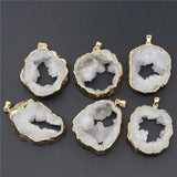 Hot Geode Stone Agates Healing Slice Pendants Charms Jewelry Making