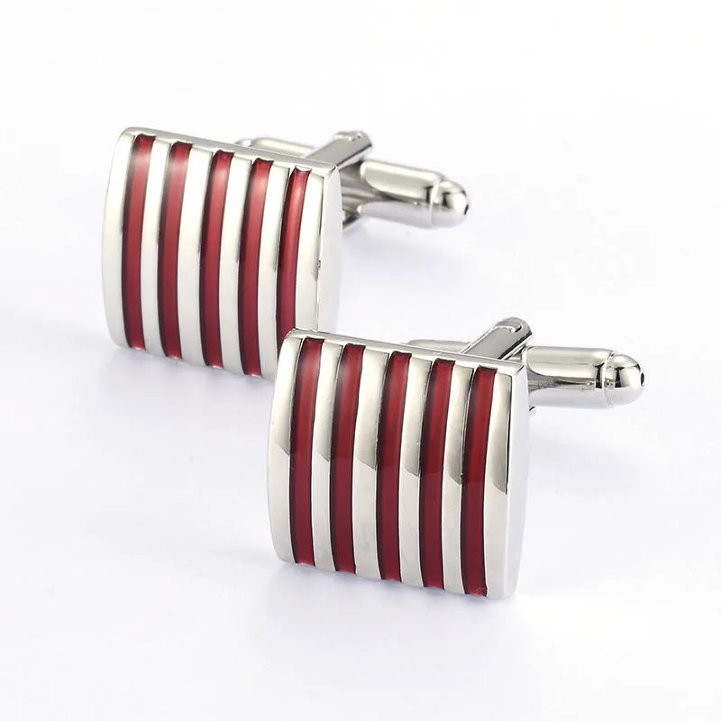 High Lacquer Red Enamel Cufflinks Wedding Men Jewelry