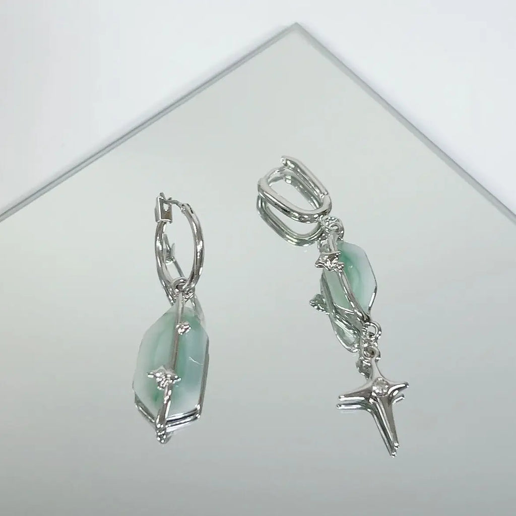 Vintage Cross Star Asymmetric Earrings Harajuku Creative Jewelry
