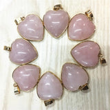 25mm Natural Rose Quartz Stone Heart Slide Charms 12PCS