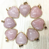 25mm Natural Rose Quartz Stone Heart Slide Charms 12PCS