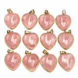 Rose Quartz Heart Shape Pendants 12PCS